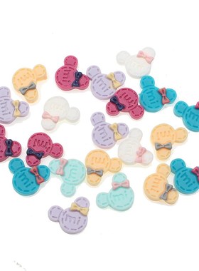 100Pcs 14x11mm Resin Mouse With Bow Cabochon Flatback Decor
