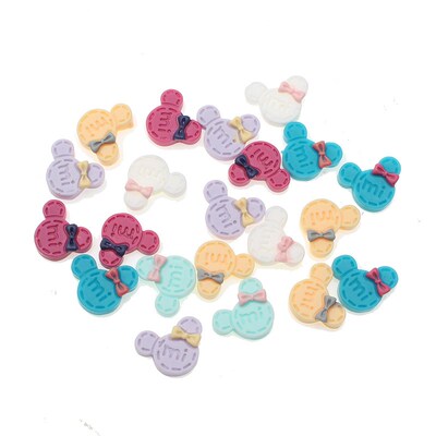 100Pcs 14x11mm Resin Mouse With Bow Cabochon Flatback Decor
