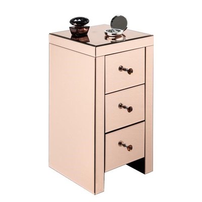 Mirrored Bedside Cabinet Chest of 3 Crystal Handle Drawers,