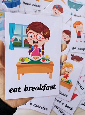 34pcs English Early Learning Flash Cards For Kids Daily Beha