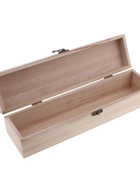 nfinished Wooden Wine Box, Hinged with Clasp, One Size, Natu