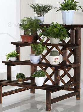 Anticorrosive Wood Outdoor Ladder Flower Wearing Wooden Balc