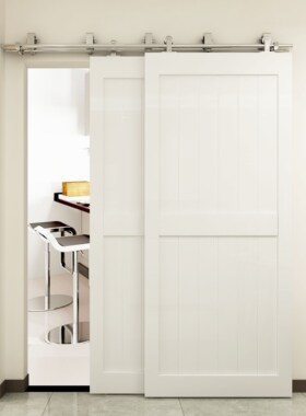 DIYHD 5ft/6ft/6.6ft/8ft Brushed Bypass Sliding Barn Wood Doo