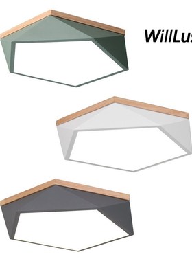 Modern Geometry Ceiling Lamp Wood Iron Diamond Bedroom Resta