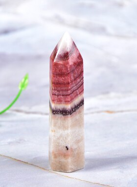 Natural Crystal Rhodochrosite Quartz Point Healing Stone Hex