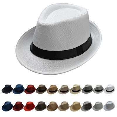 summer Fedora Hat for Men Fashionable Elegant Vintage Black