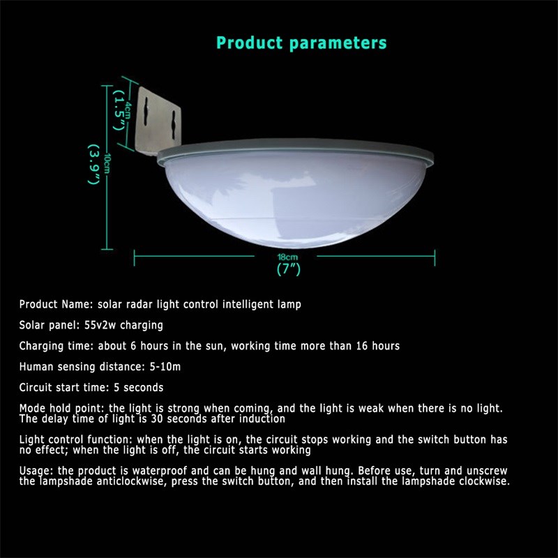 AOSONG  Solar Wall Lamp LED Super Bright Home Outdoor Waterp