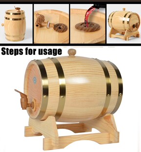 1.5/3L Wood Barrel Vintage Oak Beer Brewing Equipment Mini K