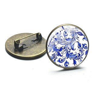 Lovely Fish Photo Ptinted Bronze Brooch Pin Chinese Style Bl