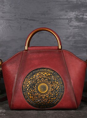 Luxury Women's Bag Chinese Style Genuine Leather Handbags F