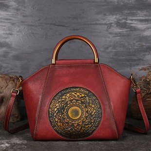 Luxury Women's Bag Chinese Style Genuine Leather Handbags F