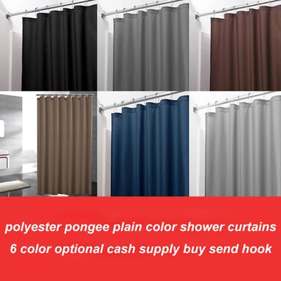 Solid Polyester Home Shower Curtain Mildew Resistant Bath C
