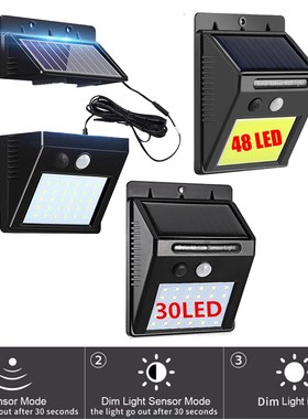 48/30 LEDs Outdoor Wall LED Solar Night Light PIR Motion Sen