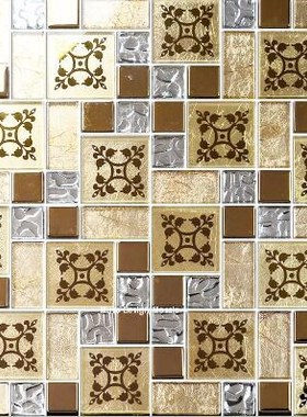 New European Style Silver Flower Glass Mosaic Tiles, Kitchen
