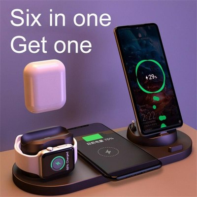6 In1 10W Wireless Charger Stand Dock For IPhone 11 Pro Xs