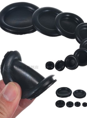 130pcs Cable Blanking Grommets Black Rubber Closed Grommet A