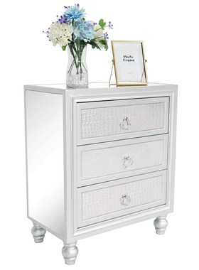 Mirror Surface Nightstand Bedside Table Cabinet 3 Drawer Si