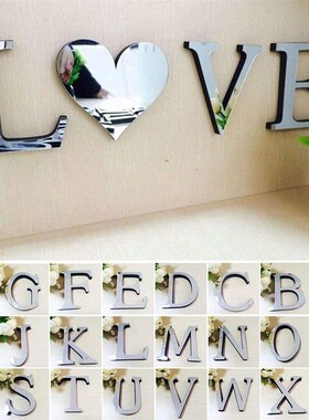26 English Letters Mirror Wall Stickers 3D Effect Acrylic A