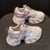 春夏季 女款 时尚 工厂尾货跟高8CM真皮百搭老爹鞋 内增高休闲运动鞋