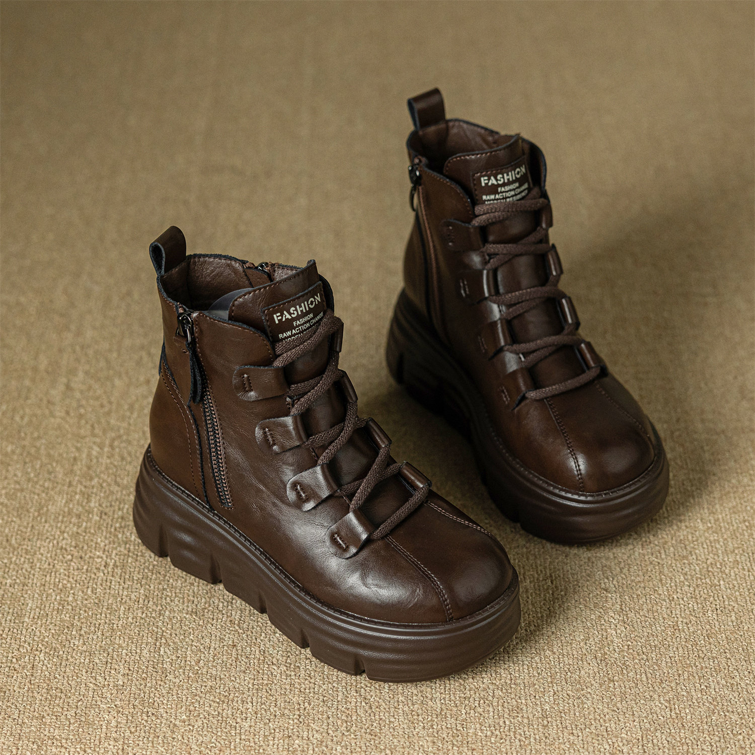 商场撤柜真皮马丁增高靴女2025秋冬季加绒8cm小个子复古厚底短靴