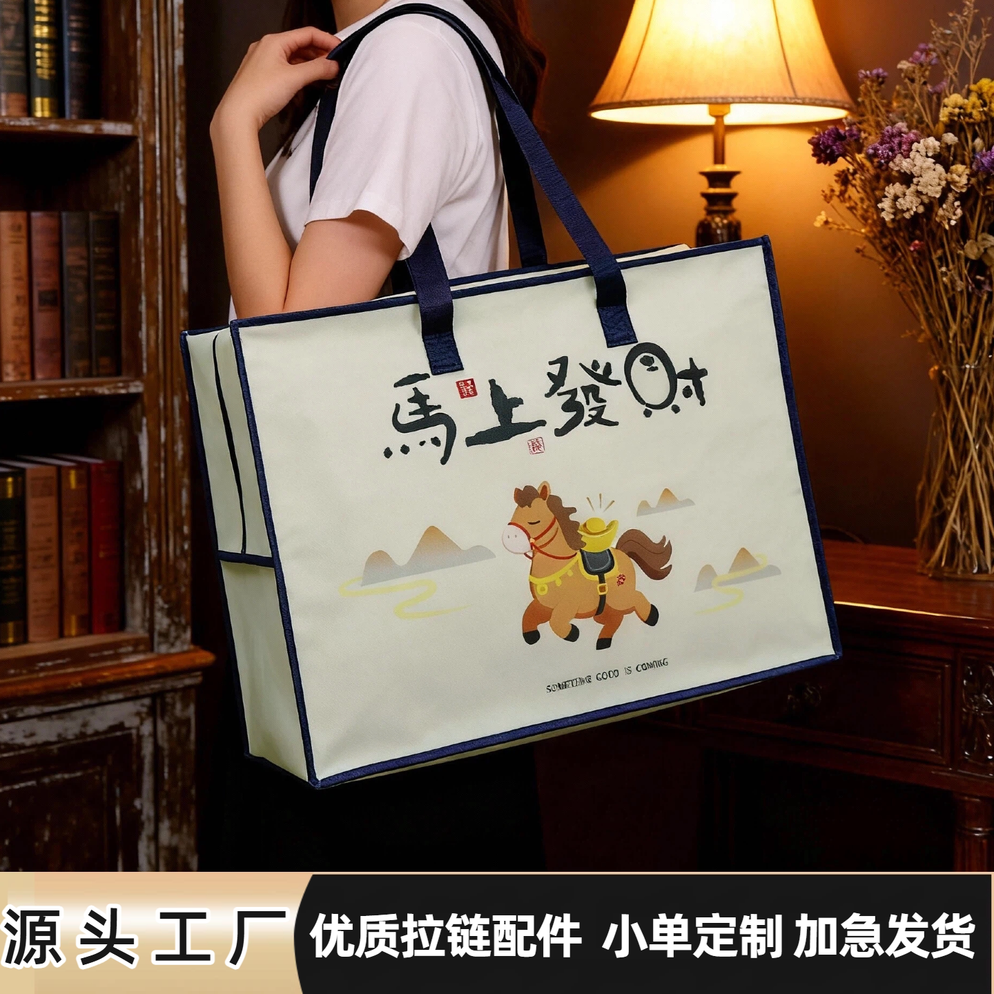 彩色防水覆膜无纺布拉链手提袋