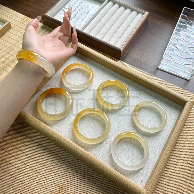 黄龙玉手镯冰种玉镯女天然玉石手镯黄玉翡翠黄色黄翡金丝玉余太翠