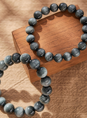 翡翠冰乌鸡珠链手链水墨风黑白灰色天然缅甸A货玉手串女款圆项链