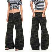 Baggy 复古宽松工装 pants KVKV 做旧迷彩阔腿长裤 美式 裤