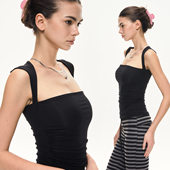 无袖 KVKV 吊带女 夏季 性感修身 运动瑜伽慢跑肤感黑色方领背心 美式