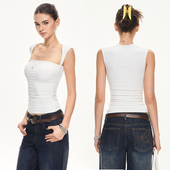 KVKV白色方领背心 吊带上衣 显瘦性感紧身高级感抹胸无袖 夏装 修身