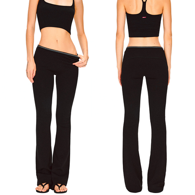 KVKV肤感特殊条纹腰头瑜伽结构运动抽绳休闲健身微喇裤