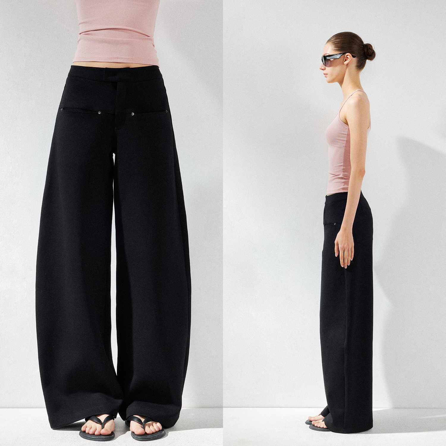 KVKV阔腿弯刀裤宽松显瘦休闲工装裤