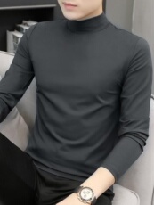 Меховая одежда 冬季莫代尔半高领男士长袖t恤薄款凉爽中领打底衫男装保暖秋衣12