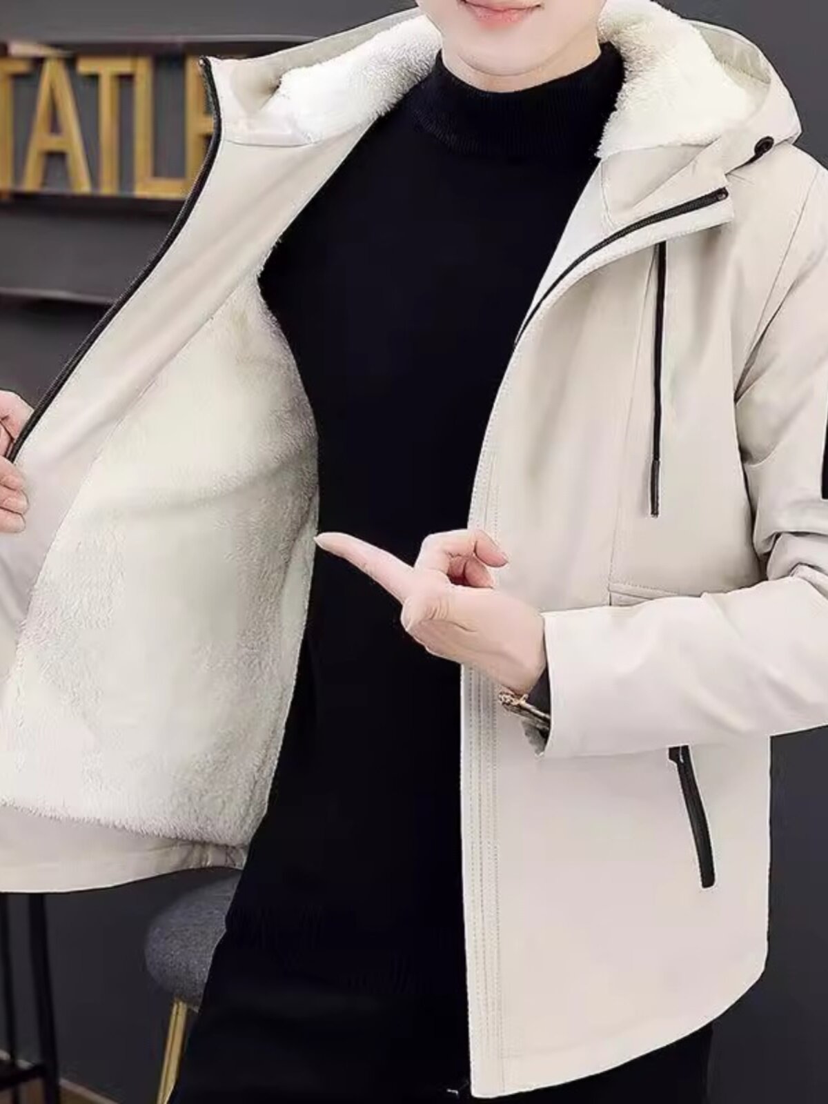 남성 자켓 가을 겨울 새 스타일 벨벳 두꺼운 탑 한국식 트렌디 한 남성용 중간 길이 윈드 브레이커 캐주얼 자켓