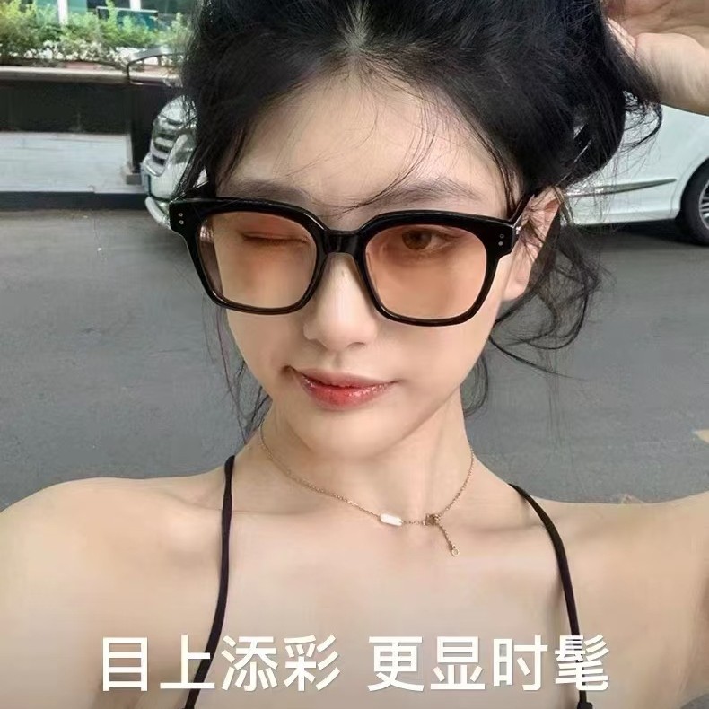 日本品质gm新款墨镜网红同款落日色太阳镜女素颜神器显脸小防蓝光