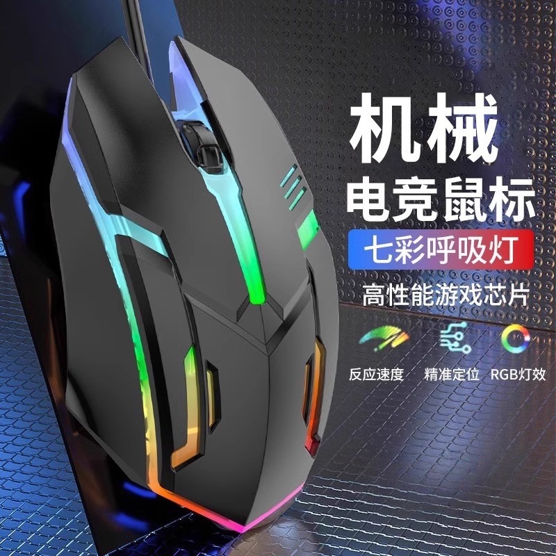 鼠标有线USB发光机械电竞家专用办公笔记本电脑台式通用cf游戏lol