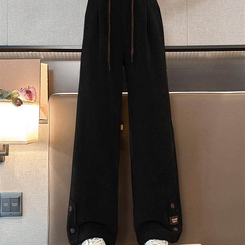 女童羊羔绒阔腿裤秋冬款2025新款女大童洋气儿童冬季加绒加厚裤子