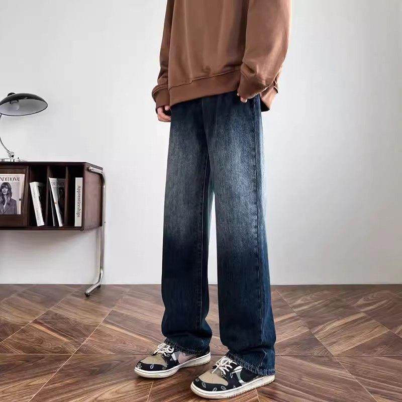 男童渐变牛仔裤春秋新款春装儿童长裤潮直筒阔腿炸街痞帅男孩裤子