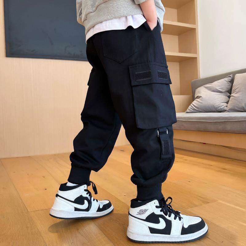男童裤子秋冬款工装裤冬季时髦2023新款儿童男孩加绒休闲炸街大童