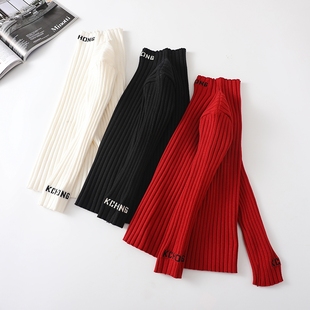 儿童薄毛衣男女童春秋季打底衫2023半高领针织衫洋气薄款宝宝上衣