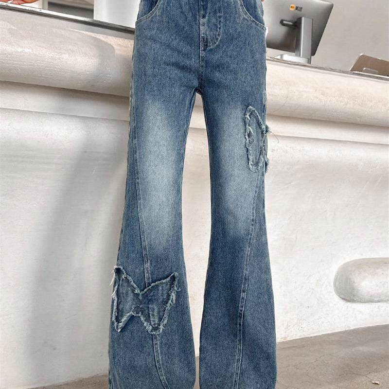 女童牛仔喇叭裤2025新款小女孩洋气微喇修身裤子春秋季儿童休闲裤