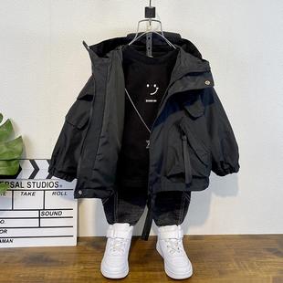男童秋装冲锋衣外套2025新款洋气儿童韩版秋冬季上衣时髦男孩风衣