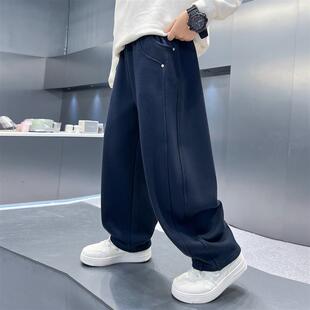 男童加绒卫裤2025新款秋冬款裤子中大儿童加厚一体绒春秋运动裤潮