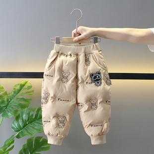 男童棉裤加绒加厚一条过冬季2023新款女童羽绒棉裤子三层东北外穿
