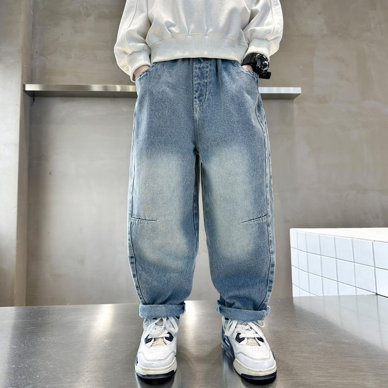 哪吒男童牛仔裤夏季2025新款儿童夏装裤子时髦帅气中大童休闲长裤