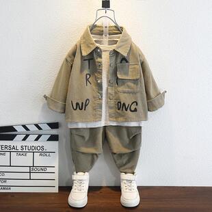 男童春装套装2025春秋款儿童装新款男孩衣服小童宝宝春季痞帅气潮