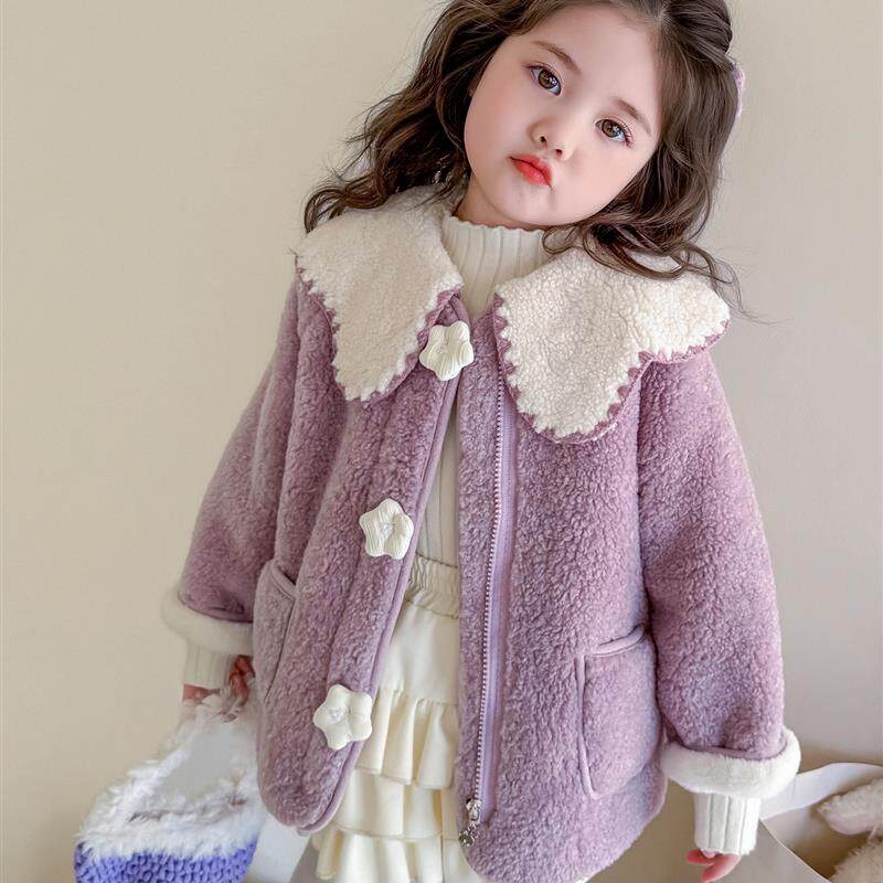 女童毛毛衣秋冬2025新款儿童洋气冬装时髦女宝宝加绒加厚冬季外套