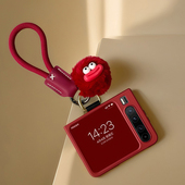 适用华为purax手机壳时尚 酒红色高级复古风可爱蝴蝶结创意丑萌purax艺术定制版 折叠屏手拎指环挂绳链条防摔套