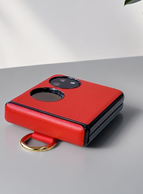 红色新年适用华为pocket2手机壳可爱指环过年简约折叠屏保护壳艺术定制版p50pocket s卡通女全包铰链中轴防摔