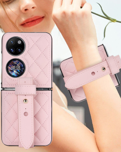 便携式适用华为pocket2折叠屏手机壳时尚小香风宝盒小翻盖奢华高档皮质可爱少女p50pocket s腕带支架防摔气质